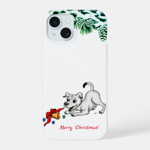 Merry Christmas! Puppy with Bell and Ball iPhone 15 Case