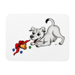 Merry Christmas! Puppy with Bell and Ball Magnet