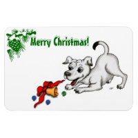 Merry Christmas! Puppy with Bell and Ball