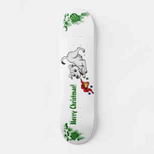 Merry Christmas! Puppy with Bell and Ball Skateboard