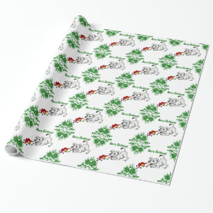 Merry Christmas! Puppy with Bell and Ball Wrapping Paper
