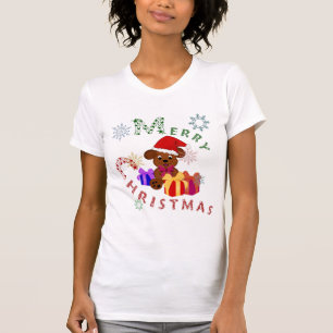 Merry Christmas Puppy Xmas Gifts and Snowflakes T-Shirt