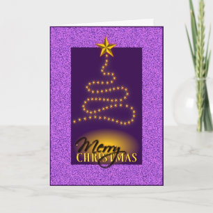 Merry Christmas Purple & Gold Greeting Card