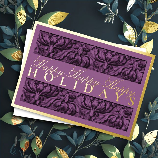 Merry Christmas Purple Ornate Border Holiday Card (Creator Uploaded)