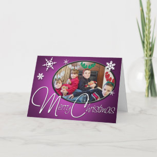 Merry Christmas Purple Photo Greeting Card