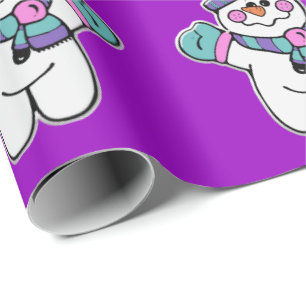 Merry Christmas Purple Snowman Wrapping Paper