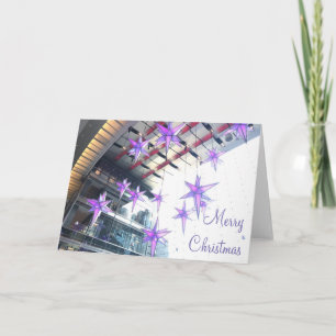 Merry Christmas Purple Stars Columbus Circle NYC Holiday Card