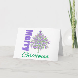 Merry Christmas Purple Theme Christmas Tree v2 Holiday Card