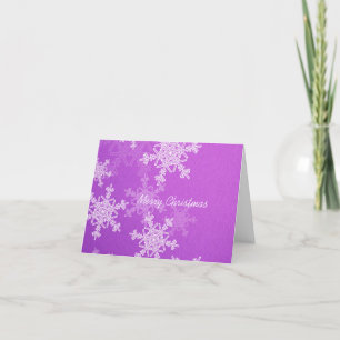 Merry Christmas Purple White Snowflakes Minimalist Holiday Card