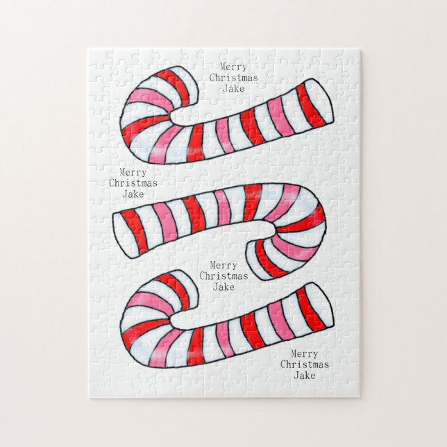 Merry Christmas Puzzle Christmas Candy Cane  (Vertical)