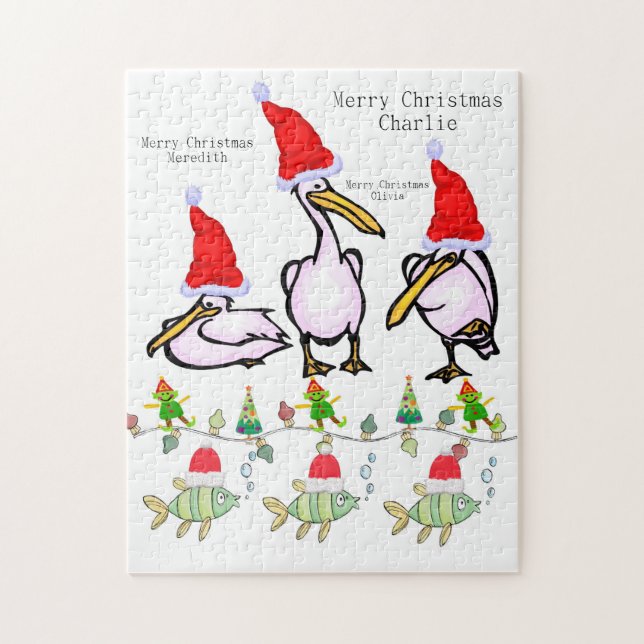 Merry Christmas Puzzle Christmas Pelicans (Vertical)