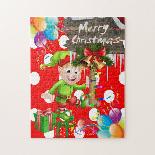Merry Christmas Puzzle Elf (Vertical)