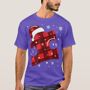 Merry Christmas Puzzle Santa Hat Autism Awareness T-Shirt