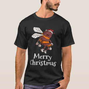 Merry Christmas Pyjamas Bee Santas Hat Beekeeper B T-Shirt