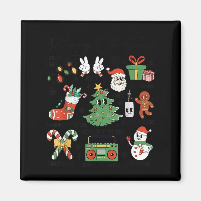 Merry Christmas Pyjamas Family Matching Xmas Tree  Magnet (Front)