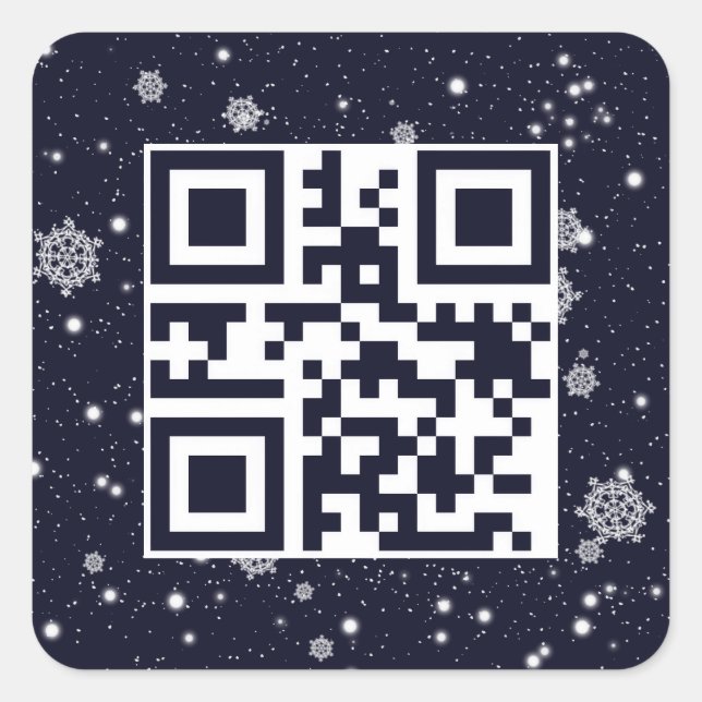 Merry Christmas QR Code In Snowflakes Square Sticker (Front)