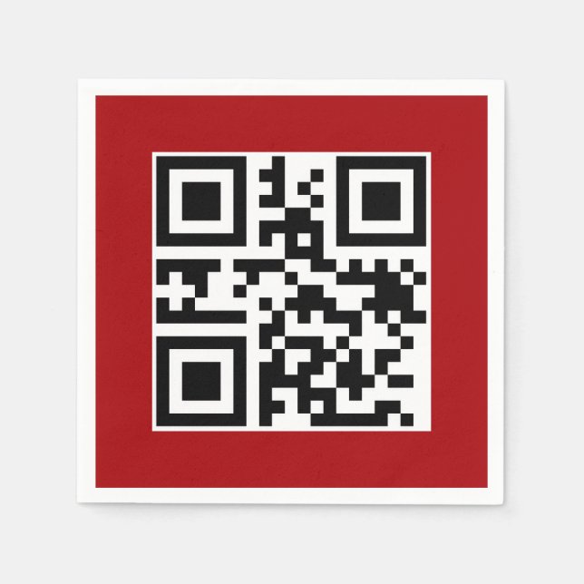 Merry Christmas QR Code On Red Napkin (Front)