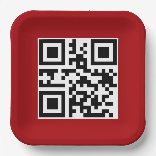 Merry Christmas QR Code On Red Paper Plate (Front)