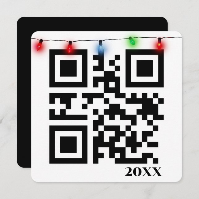 Merry Christmas QR Code With String Lights (Front/Back)