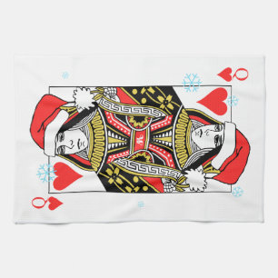 Merry Christmas Queen of Hearts Tea Towel