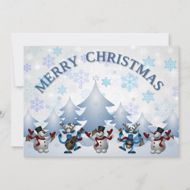Merry Christmas Quote With Blue Text Holiday Card (Front)