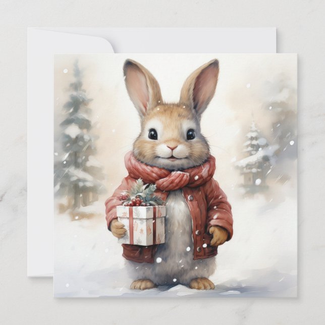 Merry Christmas Rabbit Card (Front)