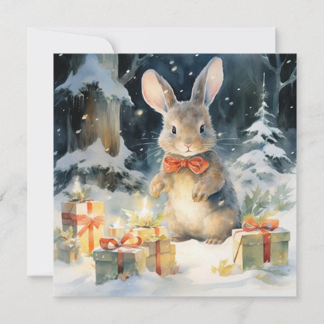 Merry Christmas Rabbit Card (Front)