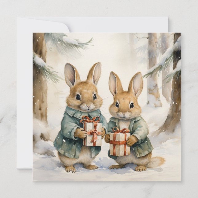 Merry Christmas Rabbit Card (Front)
