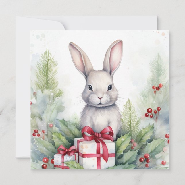 Merry Christmas Rabbit Card (Front)