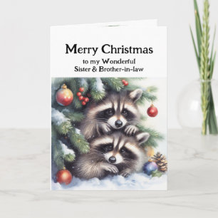 Merry Christmas Raccoons Sister & Brother-in-law  Card