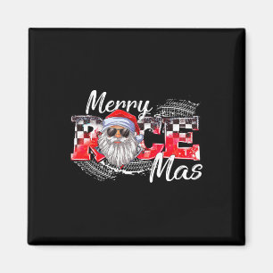 Merry Christmas Race Car Xmas Racing Santa Claus P Magnet