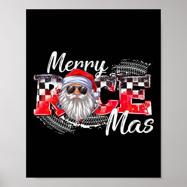 Merry Christmas Race Car Xmas Racing Santa Claus P Poster (Front)