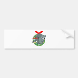 merry christmas racoon bumper sticker