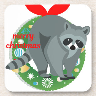 merry christmas racoon coaster