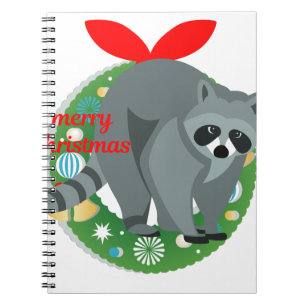 merry christmas racoon notebook