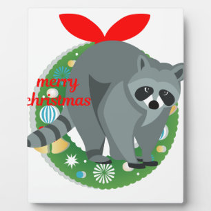 merry christmas racoon plaque