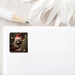 Merry Christmas Racoon Return Address Label