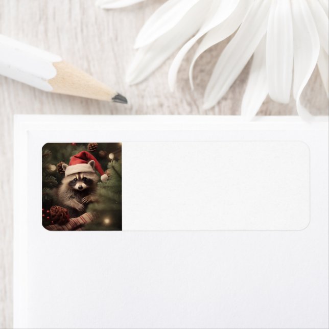 Merry Christmas Racoon Return Address Label (Insitu)
