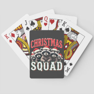 Merry Christmas Racoon Santa Hat Lovers  Playing Cards