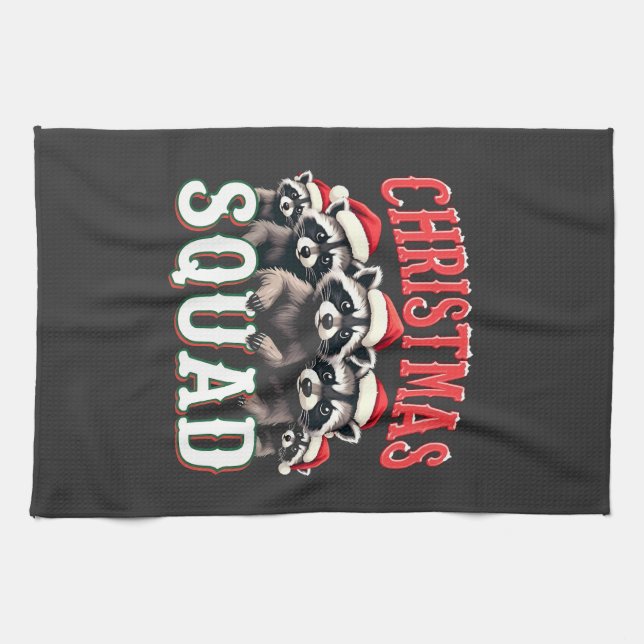 Merry Christmas Racoon Santa Hat Lovers  Tea Towel (Horizontal)