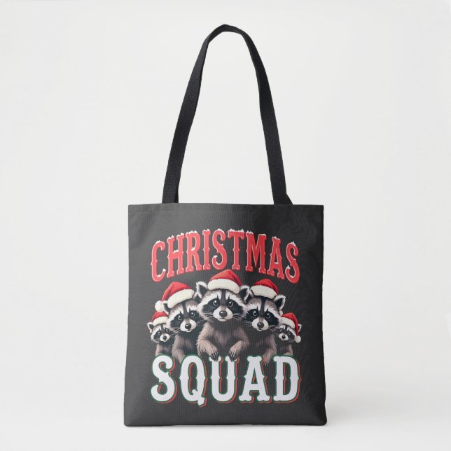 Merry Christmas Racoon Santa Hat Lovers  Tote Bag (Front)