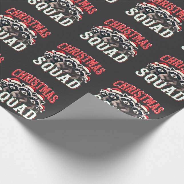 Merry Christmas Racoon Santa Hat Lovers  Wrapping Paper (Corner)