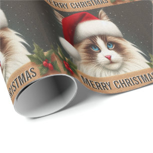 Merry Christmas Ragdoll Cat, Xmas Santa Ragdoll Wrapping Paper