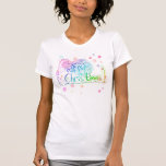 Merry Christmas rainbow handlettering drawing  T-Shirt<br><div class="desc">Merry Christmas handlettering drawing creative design t-shirt. Artistic unique Merry Christmas handdrawing design t-shirt. Merry Christmas greeting text rainbow colourful handwritten tshirt. Creative calligraphy artistic design t-shirt.</div>