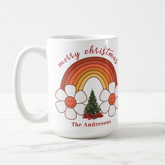 Merry Christmas Rainbow Personalised Mug (Left)