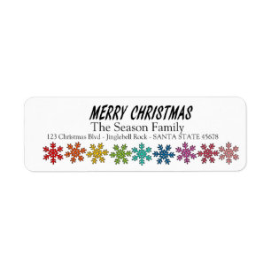 Merry Christmas Rainbow snowflakes Return Address Label