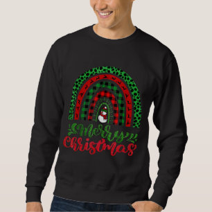 Merry Christmas Rainbow Snowman Plaid Leopard Xmas Sweatshirt