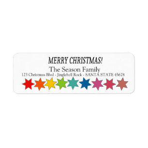 Merry Christmas Rainbow stars holiday label Return Address Label