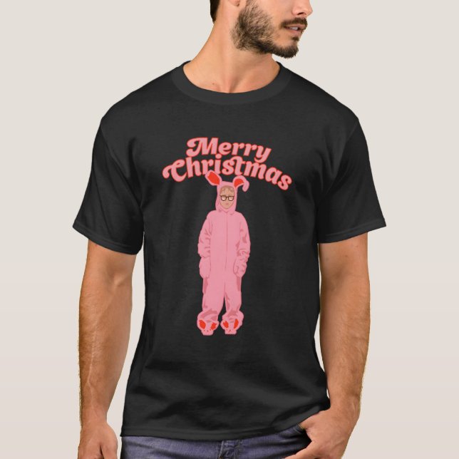 Merry Christmas Ralphie Pink Bunny Costume Funny G T-Shirt (Front)