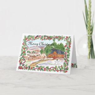 Merry Christmas Ranch Farmhouse Victorian Holiday Card